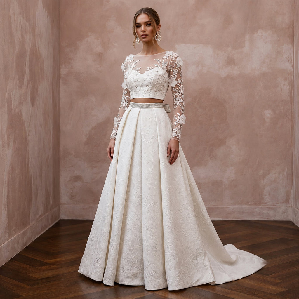 Two - Piece Wedding Dresses with Fashion - Forward Appeal - Apparel & Accessories > Clothing > Wedding & Bridal Party Dresses > Wedding Dresses - Mignonette