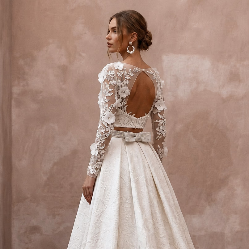 Two - Piece Wedding Dresses with Fashion - Forward Appeal - Apparel & Accessories > Clothing > Wedding & Bridal Party Dresses > Wedding Dresses - Mignonette