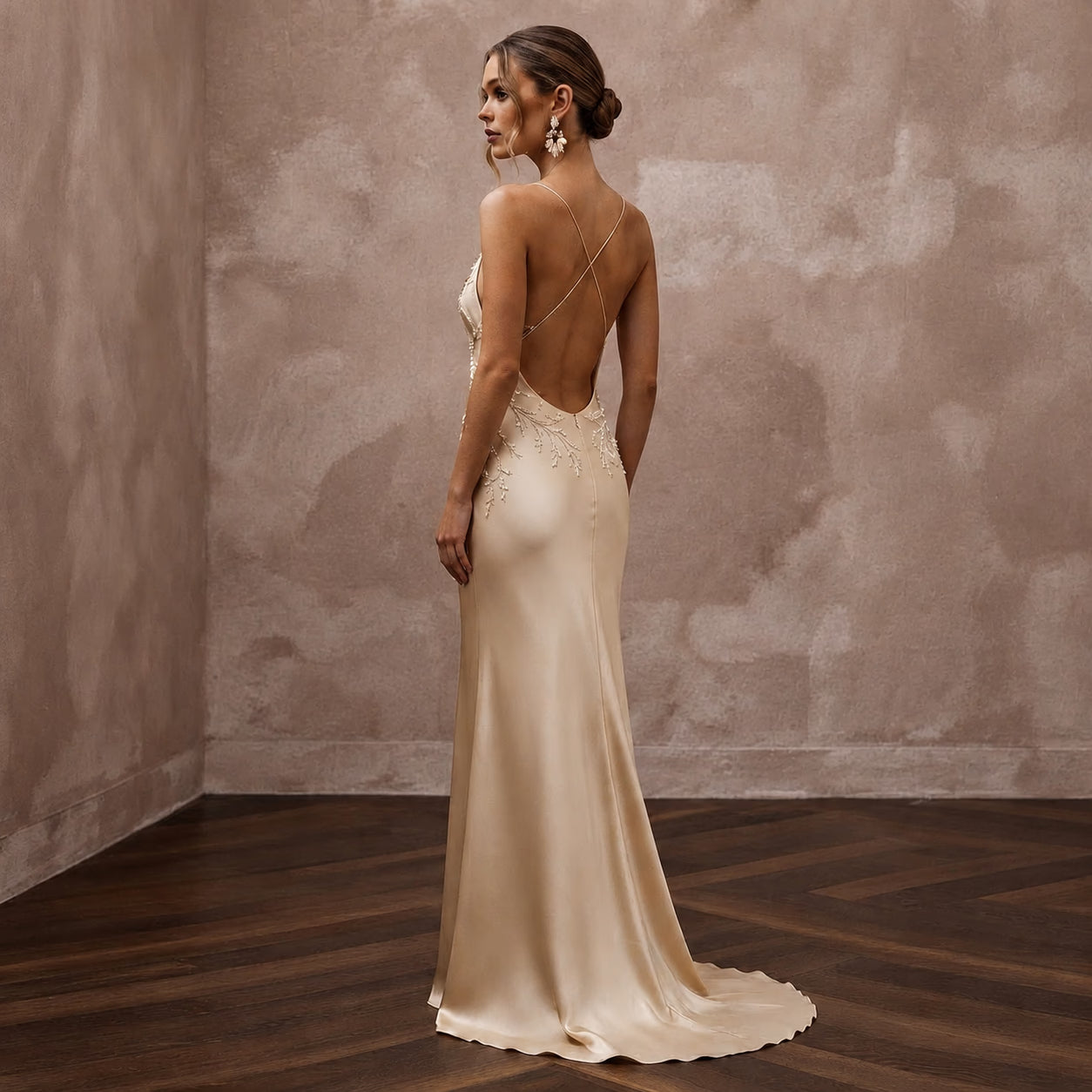 Understated Champagne Sandwashed Silk Slip for Vow Renewal Secondary image