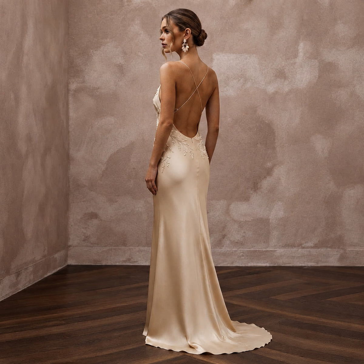 Understated Champagne Sandwashed Silk Slip for Vow Renewal - Apparel & Accessories > Clothing > Wedding & Bridal Party Dresses > Wedding Dresses - Mignonette Bridal