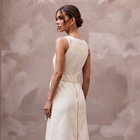 Utilitarian Off - White Cotton Canvas Utility Dress for Post - Wedding - Apparel & Accessories > Clothing > Wedding & Bridal Party Dresses > Wedding Dresses - Mignonette Bridal