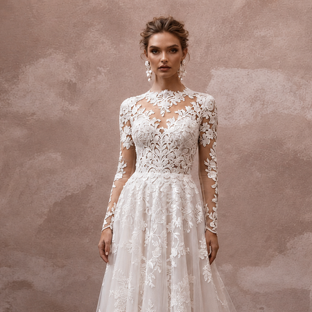 Venetian Lace Wedding Dresses with Intricate Floral Details
