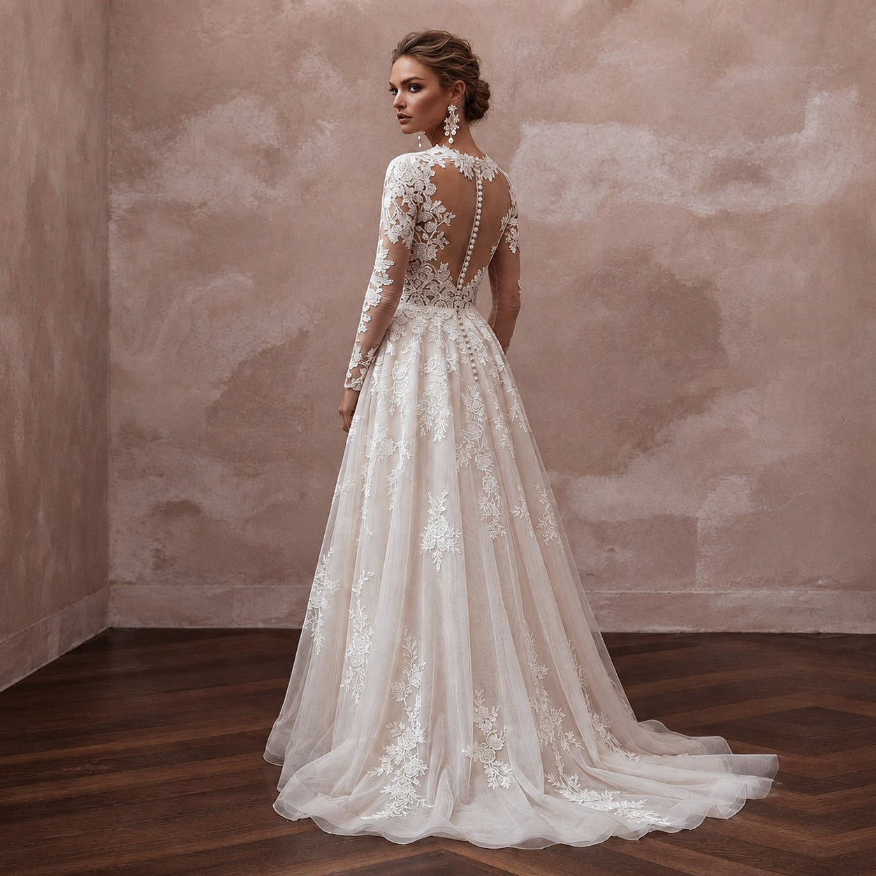 Venetian Lace Wedding Dresses with Intricate Floral Details - Apparel & Accessories > Clothing > Wedding & Bridal Party Dresses > Wedding Dresses - Mignonette Bridal