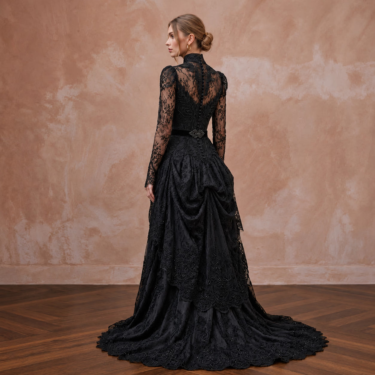 Victorian Mourning-Inspired Black Lace Wedding Gown for Alternative Elopement Secondary image