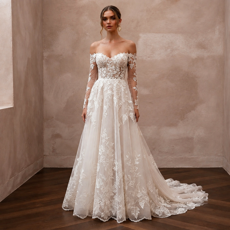 Vineyard Wedding Dresses with Botanical Lace Motifs