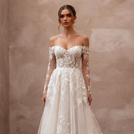 Vineyard Wedding Dresses with Botanical Lace Motifs