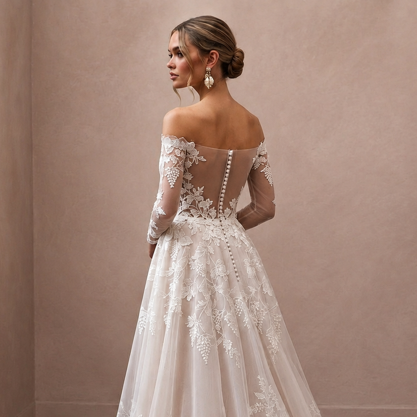 Vineyard Wedding Dresses with Botanical Lace Motifs