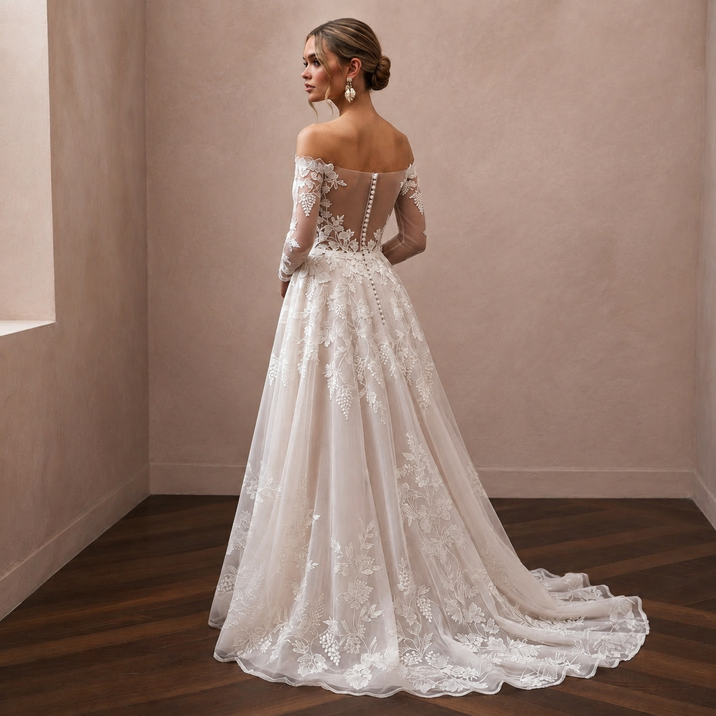Vineyard Wedding Dresses with Botanical Lace Motifs