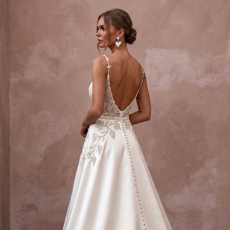 Vineyard Wedding Dresses with Delicate Botanical Embroidery - Apparel & Accessories > Clothing > Wedding & Bridal Party Dresses > Wedding Dresses - Mignonette Bridal