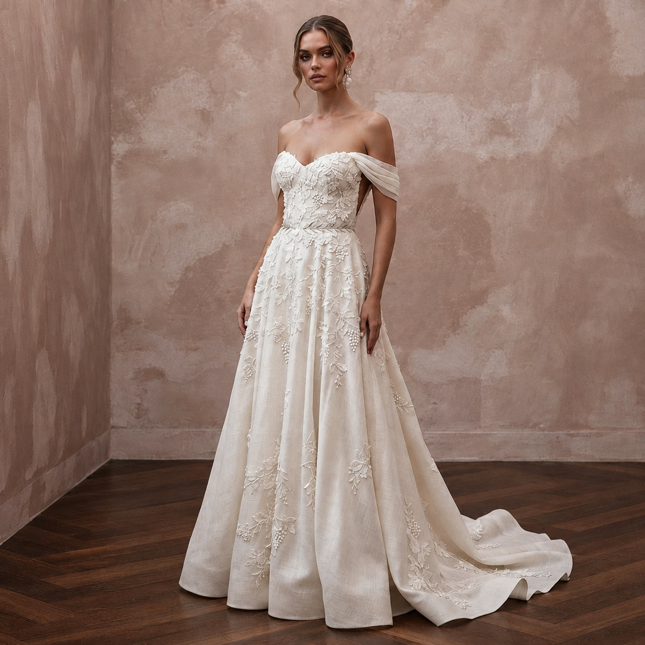 Vineyard Wedding Dresses with Elegant Botanical Lace Main image