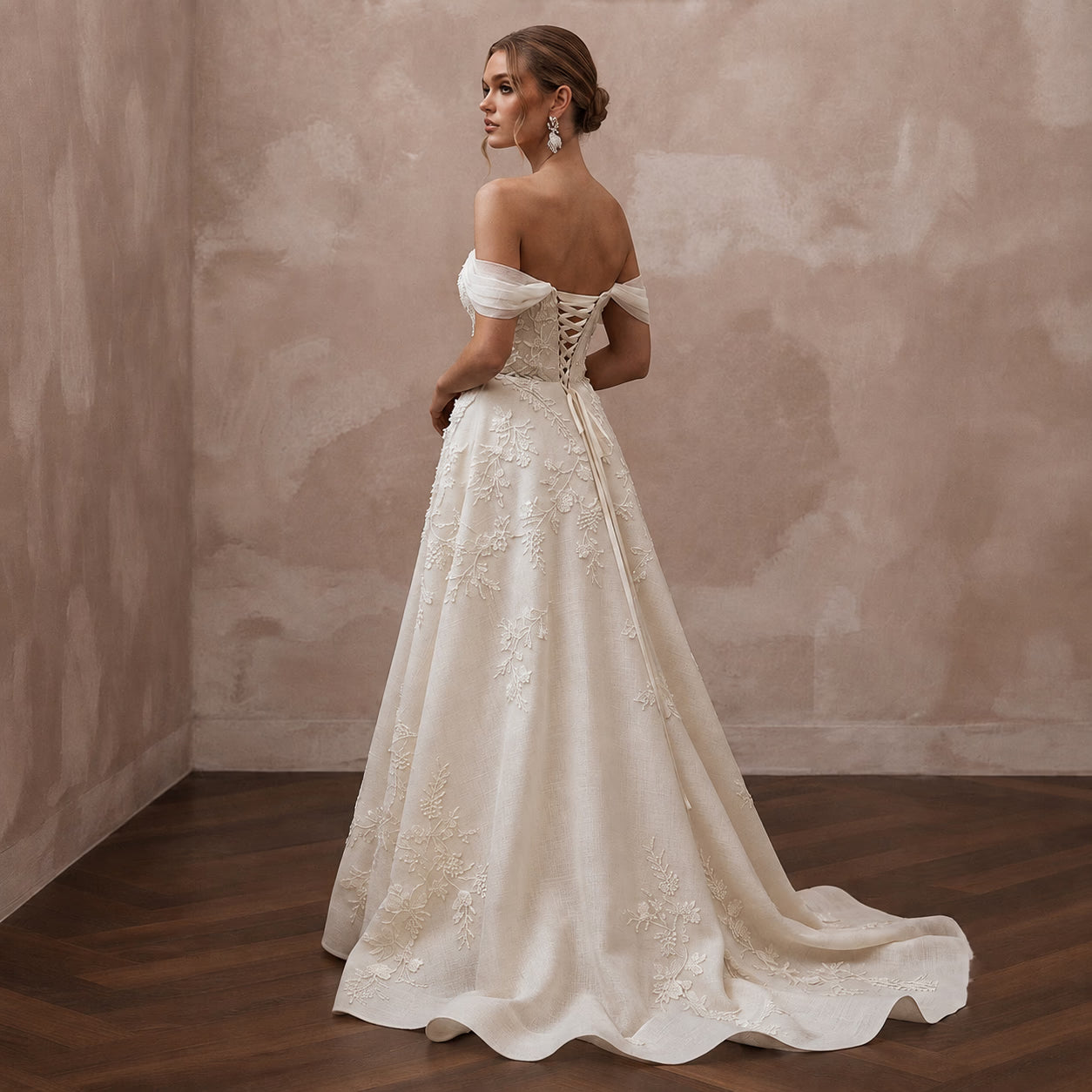 Vineyard Wedding Dresses with Elegant Botanical Lace - Apparel & Accessories > Clothing > Wedding & Bridal Party Dresses > Wedding Dresses - Mignonette