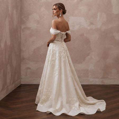 Vineyard Wedding Dresses with Elegant Botanical Lace - Apparel & Accessories > Clothing > Wedding & Bridal Party Dresses > Wedding Dresses - Mignonette