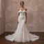 Vintage-Inspired Antique White Embroidered Tulle Fit-and-Flare Bridal Dress