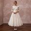 Vintage-Inspired Antique White Lace Tea-Length Wedding Dress for Elopement