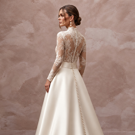 Vintage-Inspired Champagne Lace Bridal Bodysuit & Satin Skirt Set