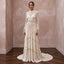 Vintage-Inspired Cream Crochet Lace Long Sleeve Boho Maxi Gown