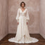 Vintage-Inspired Cream Silk Chiffon Bishop Sleeve Boho Bridal Dress