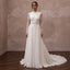 Vintage Chiffon Wedding Dress with Long Sleeves and A-Line Silhouette