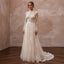 Vintage Country Wedding Dress with High Neck and Lace Sleeves - Apparel & Accessories > Clothing > Wedding & Bridal Party Dresses > Wedding Dresses - Mignonette Bridal
