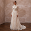 Vintage Country Wedding Dress with High Neck and Lace Sleeves