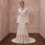 Vintage Cream Crochet Lace Bell Sleeve Boho Dress for Desert Wedding