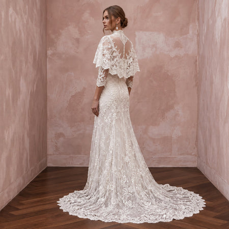 Vintage Lace Bridal Dress for a Historic Estate Wedding - Apparel & Accessories > Clothing > Wedding & Bridal Party Dresses > Wedding Dresses - Mignonette Bridal
