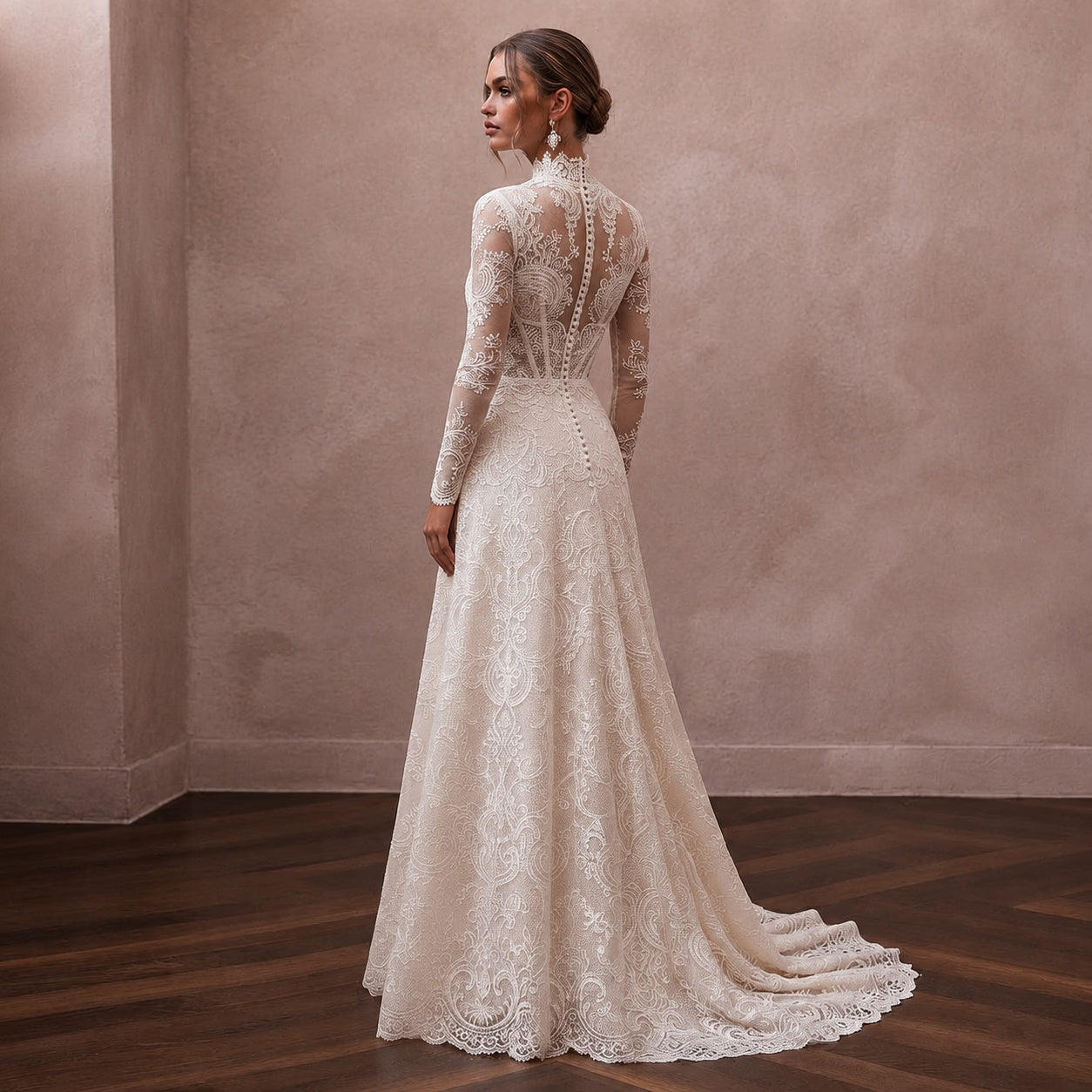 Vintage Lace Bridal Dress for a Winter Wedding
