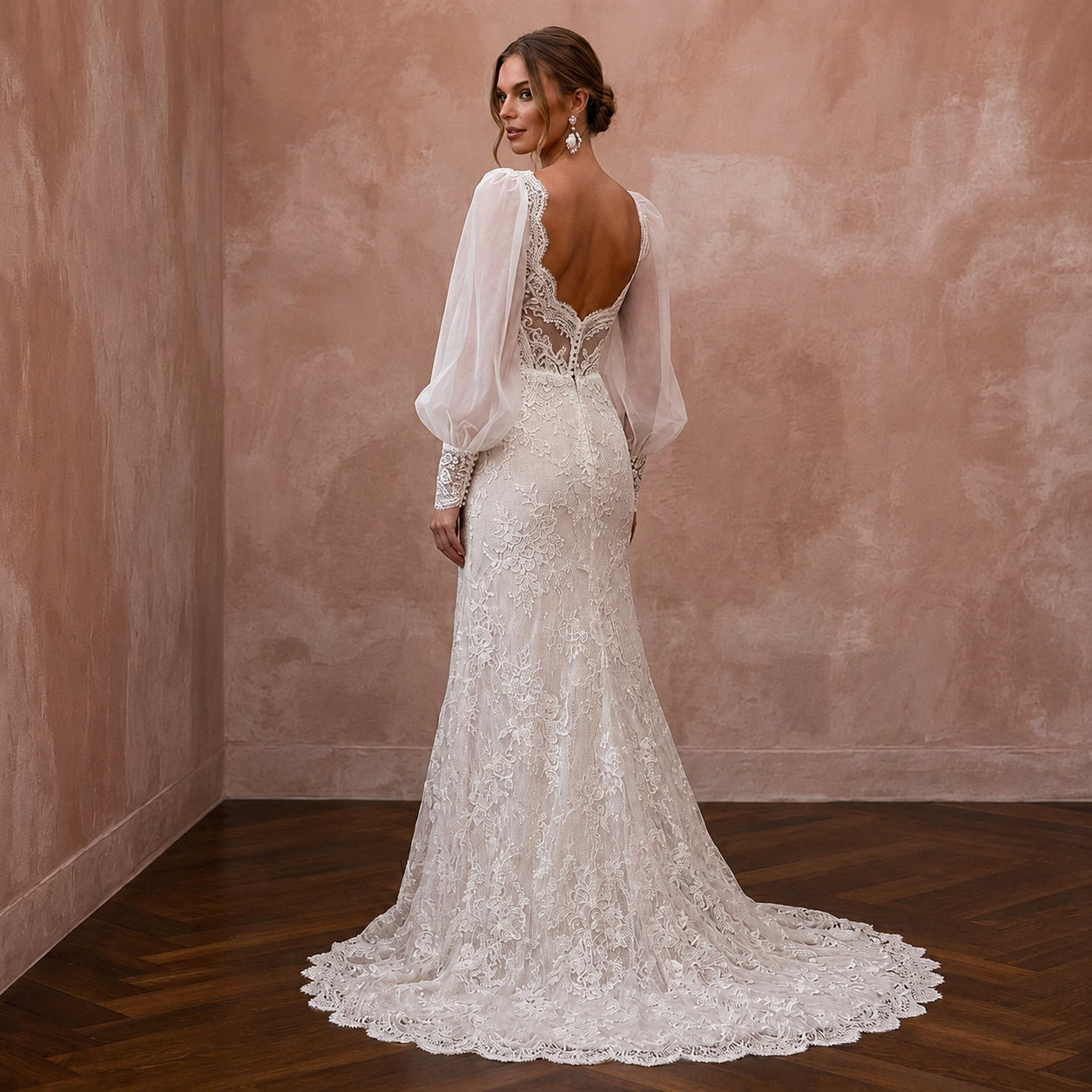 Vintage Lace Bridal Gown with Bishop Sleeves for a Winery Wedding Secondary image
