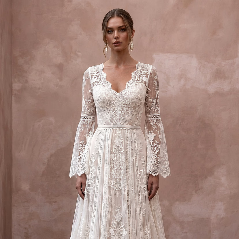 Vintage Lace Wedding Gown for a Mountain Elopement