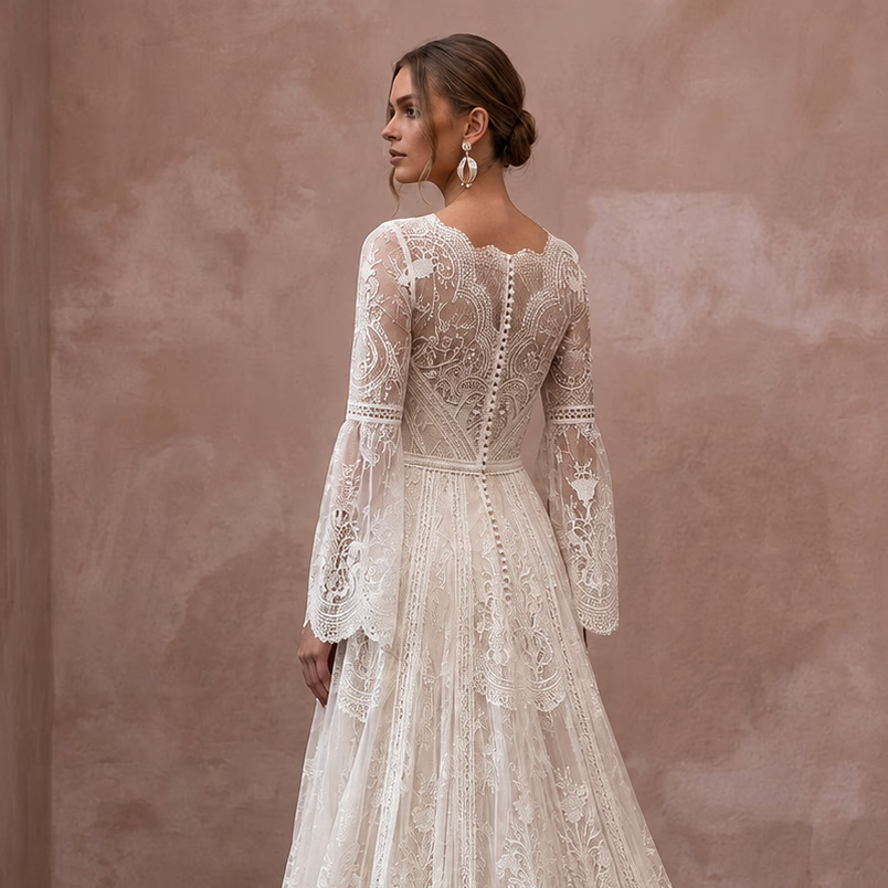 Vintage Lace Wedding Gown for a Mountain Elopement