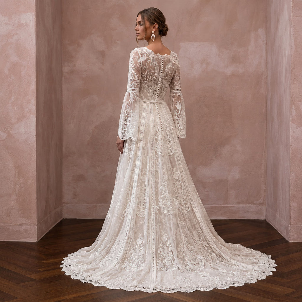 Vintage Lace Wedding Gown for a Mountain Elopement
