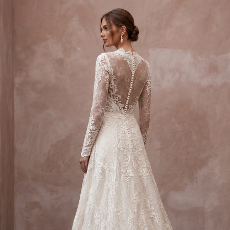 Vintage Lace Wedding Gown for a Traditional Church Ceremony