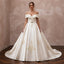 Vintage Satin Ball Gown Wedding Dress with Off - the - Shoulder Neckline - Apparel & Accessories > Clothing > Wedding & Bridal Party Dresses > Wedding Dresses - Mignonette Bridal
