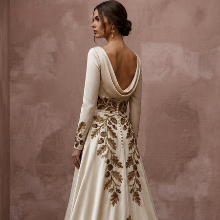 Vintage Satin Bridal Gown for a Fall Wedding