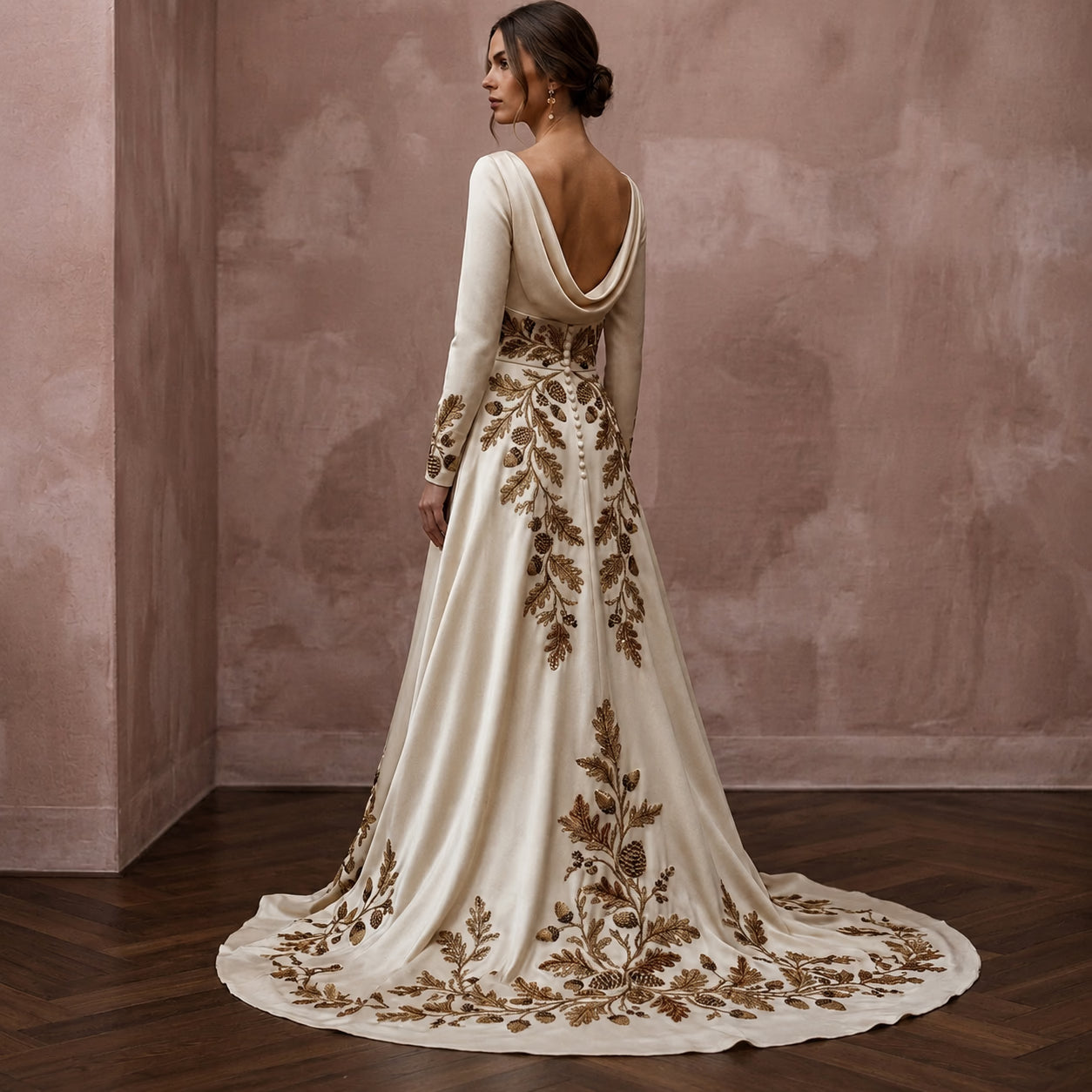 Vintage Satin Bridal Gown for a Fall Wedding
