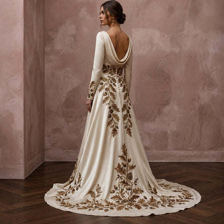 Vintage Satin Bridal Gown for a Fall Wedding