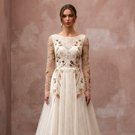 Vintage Tulle Bridal Dress for an Autumn Wedding