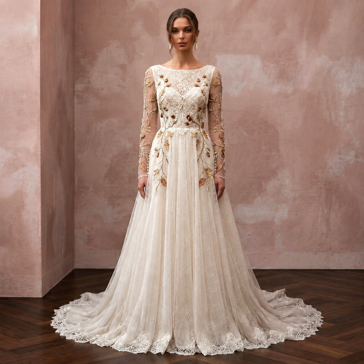 Vintage Tulle Bridal Dress for an Autumn Wedding - Apparel & Accessories > Clothing > Wedding & Bridal Party Dresses > Wedding Dresses - Mignonette Bridal Main image