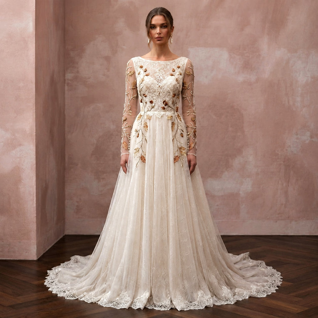 Vintage Tulle Bridal Dress for an Autumn Wedding