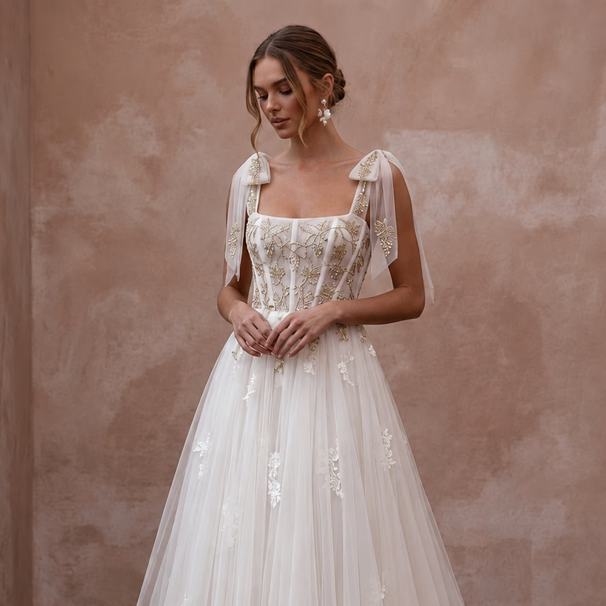 Vintage Tulle Bridal Gown for a European Winery Wedding