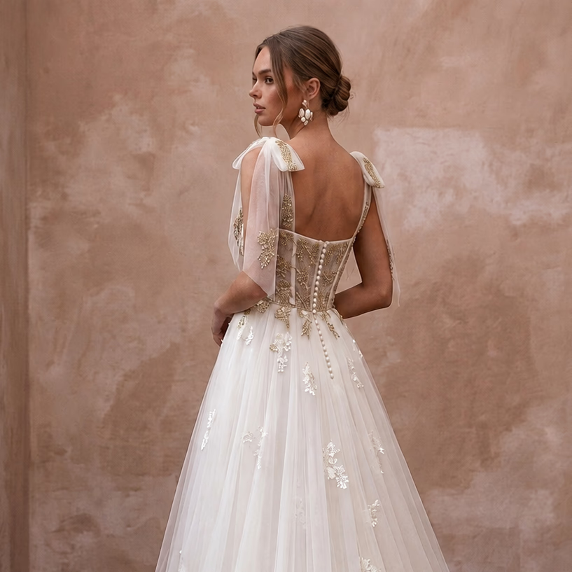Vintage Tulle Bridal Gown for a European Winery Wedding