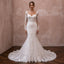 Vintage Tulle Mermaid Wedding Dress with Long Sleeves - Apparel & Accessories > Clothing > Wedding & Bridal Party Dresses > Wedding Dresses - Mignonette Bridal