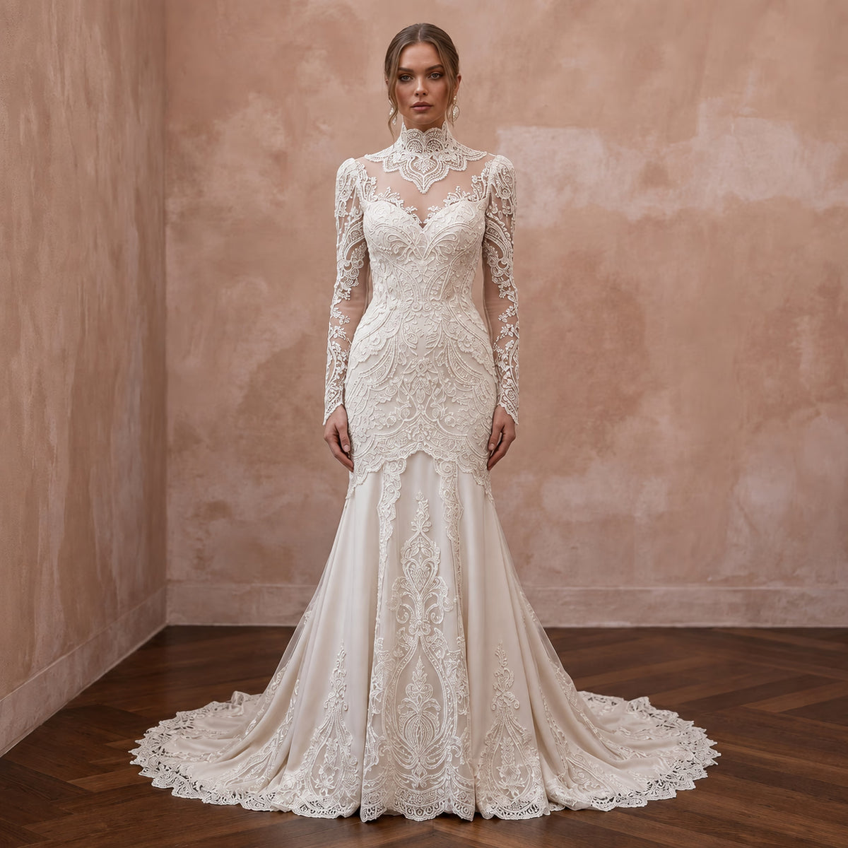 Vintage Wedding Dresses with Edwardian High Necklines - Apparel & Accessories > Clothing > Wedding & Bridal Party Dresses > Wedding Dresses - Mignonette Bridal