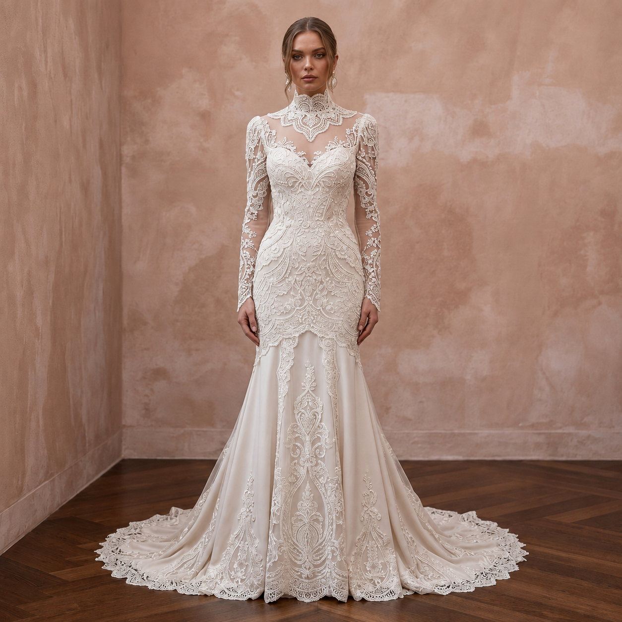 Vintage Wedding Dresses with Edwardian High Necklines