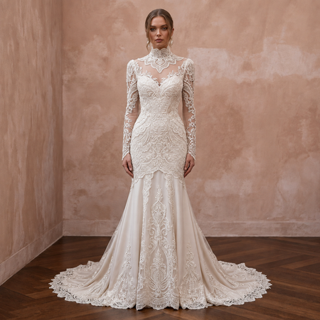 Vintage Wedding Dresses with Edwardian High Necklines