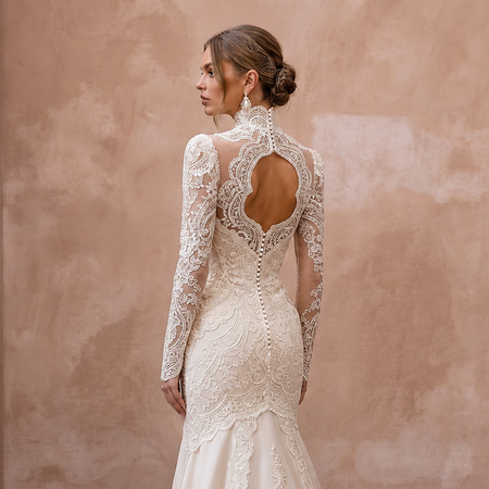 Vintage Wedding Dresses with Edwardian High Necklines - Apparel & Accessories > Clothing > Wedding & Bridal Party Dresses > Wedding Dresses - Mignonette Bridal