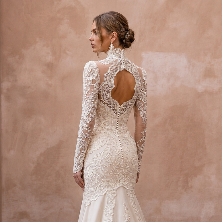 Vintage Wedding Dresses with Edwardian High Necklines