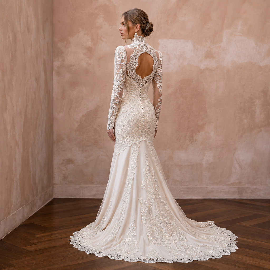 Vintage Wedding Dresses with Edwardian High Necklines