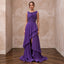 Violet Silk Georgette Draped Asymmetrical Hem Formal Dress - Apparel & Accessories > Clothing > Wedding & Bridal Party Dresses > Wedding Dresses - Mignonette Bridal