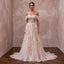 Whimsical Blush Tulle Off-Shoulder Wedding Dress for Engagement Party